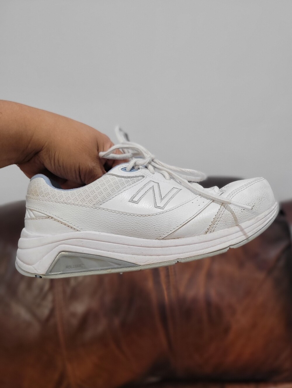 New Balance Unisex White and Light Gray Casual Walking Sneakers